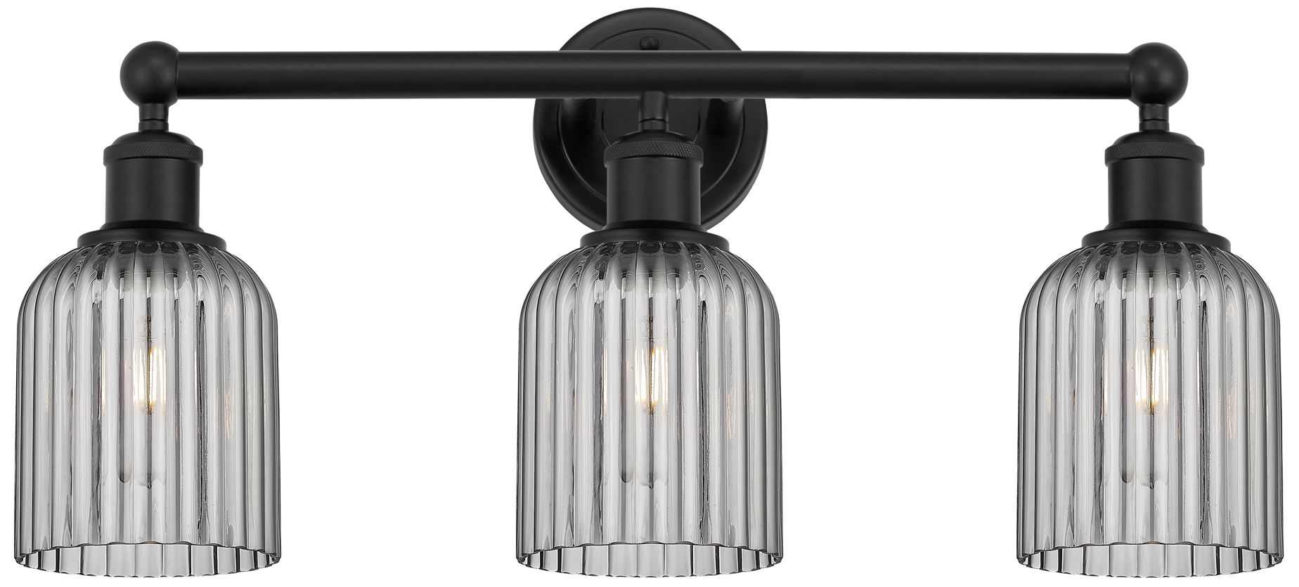 Bridal Veil 23" Wide Black 3-Light Bath Light w/ Smoke Glass