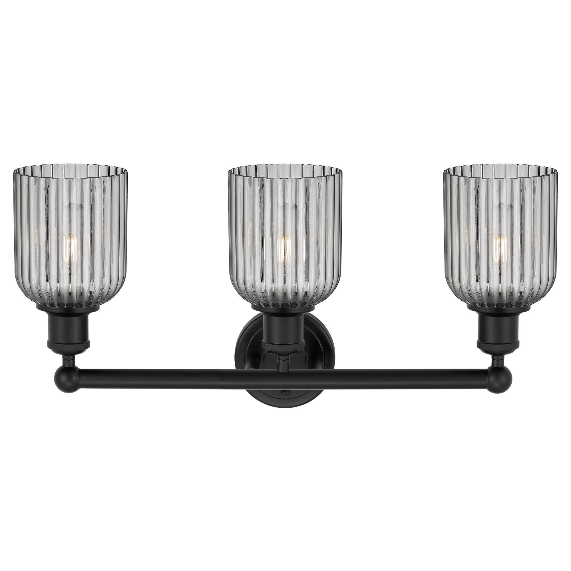 Image 2 Bridal Veil 23" Wide Black 3-Light Bath Light w/ Smoke Glass more views