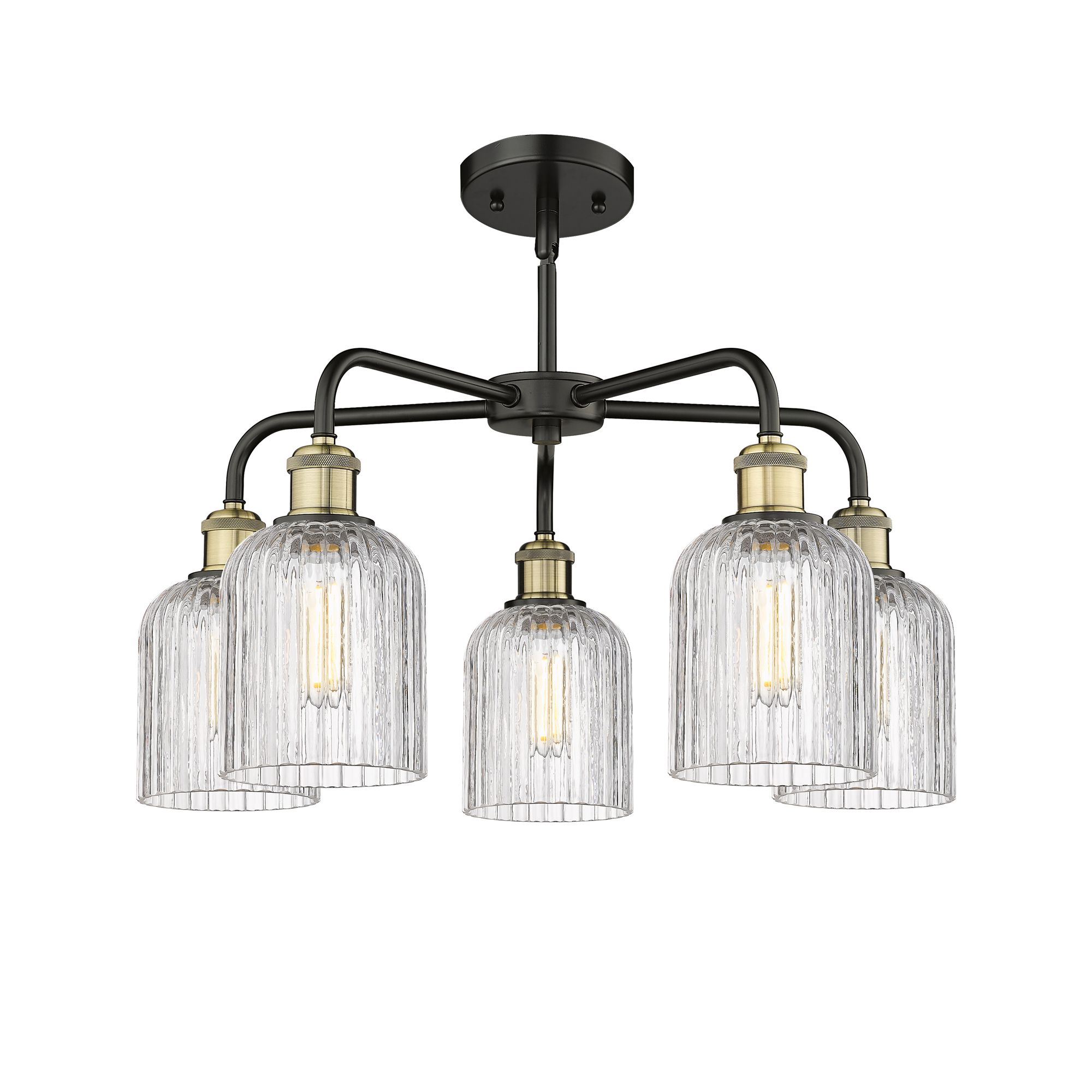 Image 2 Bridal Veil 23"W 5-Light Black Brass Stem Chandelier w/ Clear Shade more views