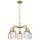 Bridal Veil 23"W 5-Light Brushed Brass Stem Chandelier w/ Clear Shade