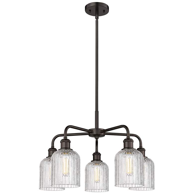 Image 1 Bridal Veil 23"W 5-Light Oiled Bronze Stem Chandelier w/ Clear Shade