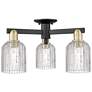 Bridal Veil 23"W 3 Light Black Brass Semi-Flush With Clear Shade