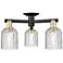 Bridal Veil 23"W 3 Light Black Brass Semi-Flush With Clear Shade