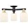 Bridal Veil 23"W 3 Light Black Brass Semi-Flush With Gloss White Shade