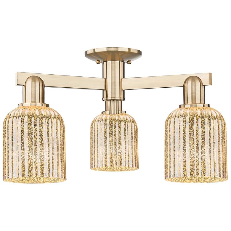 Image 1 Bridal Veil 23"W 3 Light Champagne Bronze Semi-Flush With Mercury Shade