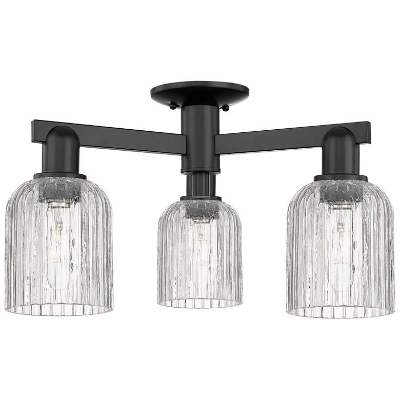 Image 1 Bridal Veil 23"W 3 Light Matte Black Semi-Flush Mount With Clear Shade