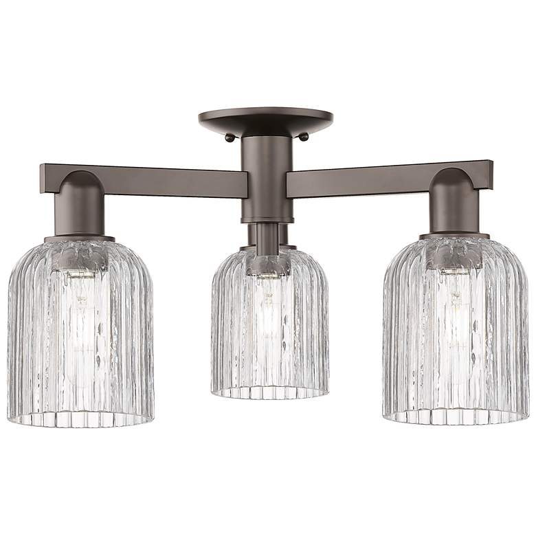 Image 1 Bridal Veil 23"W 3 Light Oil Rubbed Bronze Semi-Flush With Clear Shade