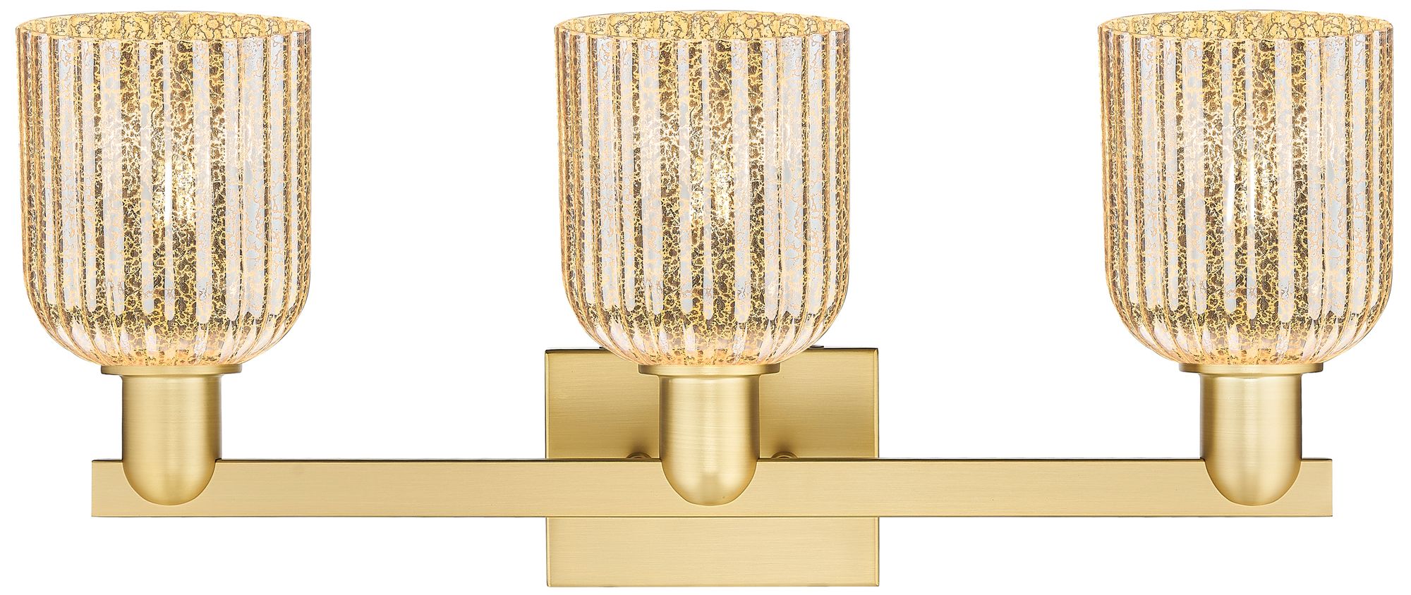 Image 2 Bridal Veil 24" Wide Gold 3-Light Bath Light w/ Mercury Glass more views