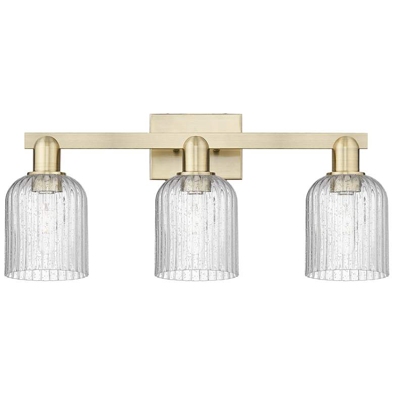 Image 1 Bridal Veil 24"W 3 Light Antique Brass Bath Light With Seedy Shade