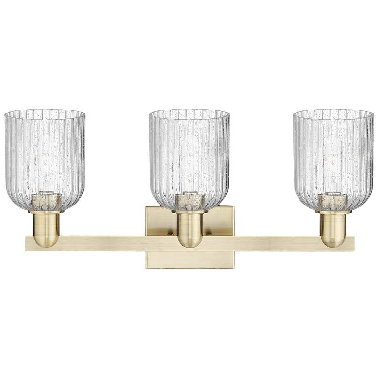 Image 2 Bridal Veil 24"W 3 Light Antique Brass Bath Light With Seedy Shade more views