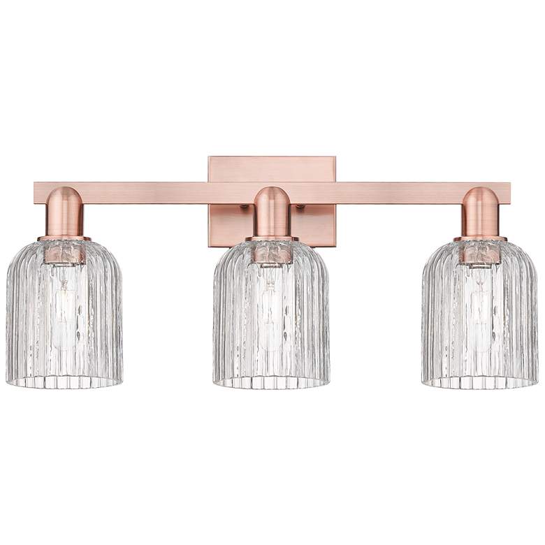 Image 1 Bridal Veil 24"W 3 Light Antique Copper Bath Light With Clear Shade