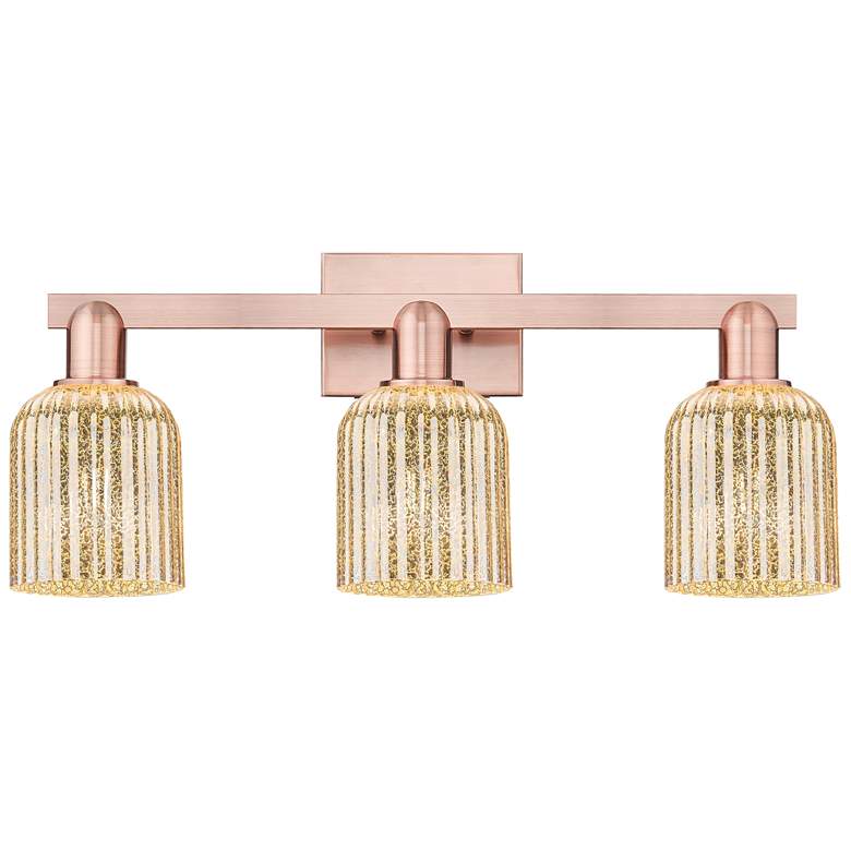 Image 1 Bridal Veil 24"W 3 Light Antique Copper Bath Light With Mercury Shade