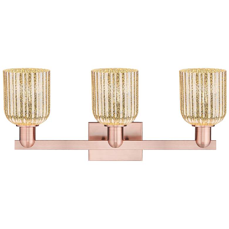 Image 2 Bridal Veil 24"W 3 Light Antique Copper Bath Light With Mercury Shade more views