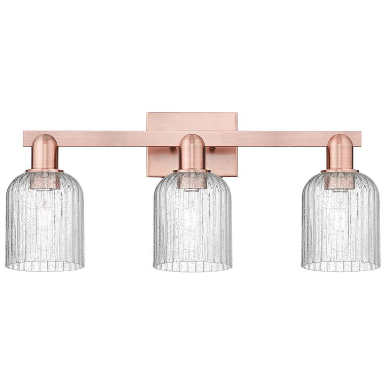 Image 1 Bridal Veil 24"W 3 Light Antique Copper Bath Light With Seedy Shade
