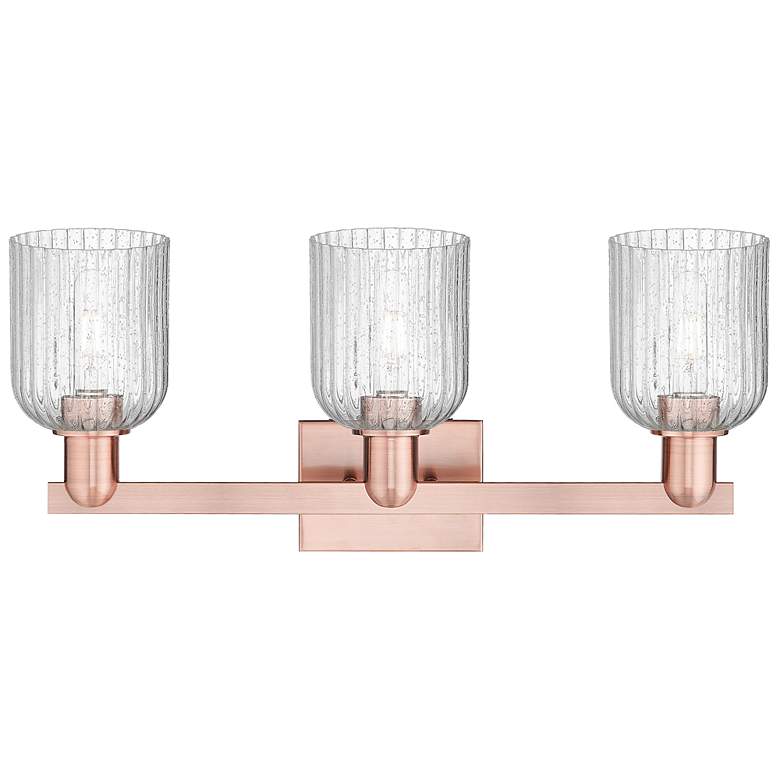 Image 2 Bridal Veil 24"W 3 Light Antique Copper Bath Light With Seedy Shade more views