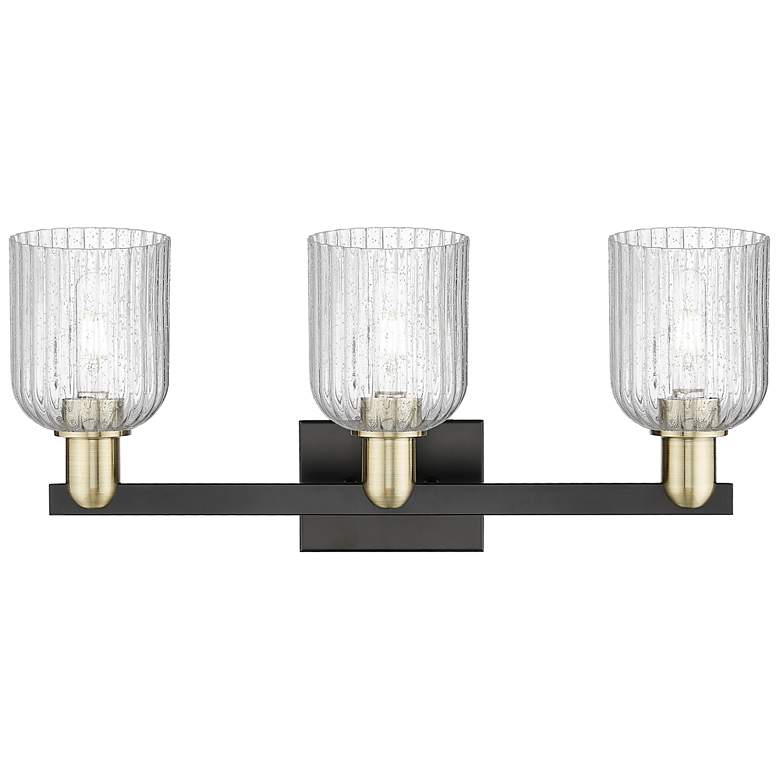 Image 2 Bridal Veil 24"W 3 Light Black Brass Bath Light With Seedy Shade more views