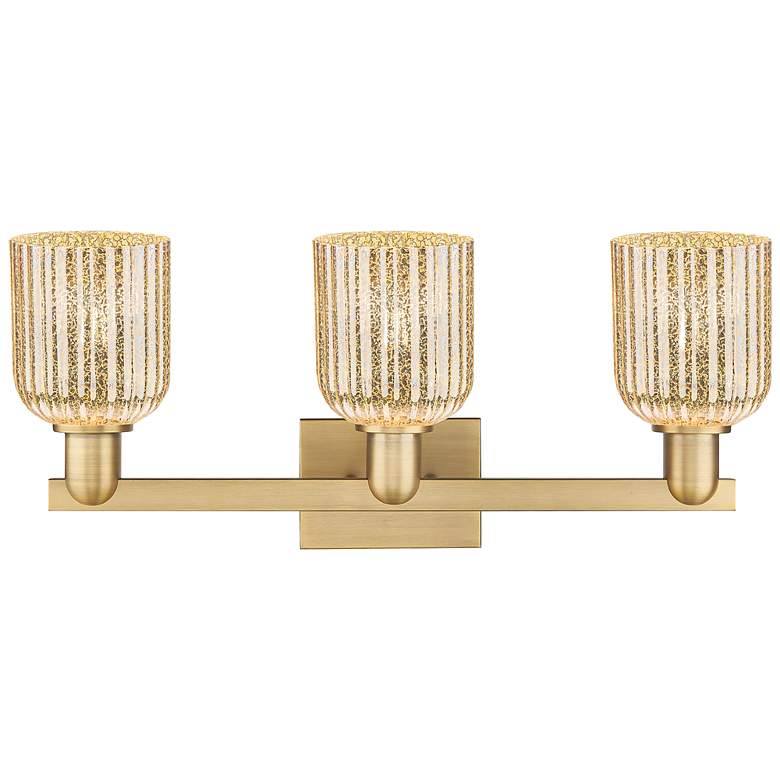 Image 2 Bridal Veil 24"W 3 Light Brushed Brass Bath Light With Mercury Shade more views