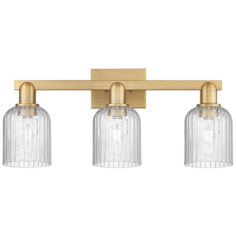 Image 1 Bridal Veil 24"W 3 Light Brushed Brass Bath Light With Seedy Shade