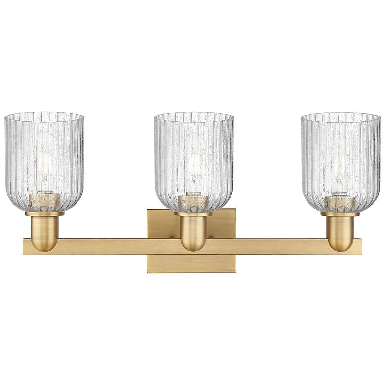 Image 2 Bridal Veil 24"W 3 Light Brushed Brass Bath Light With Seedy Shade more views