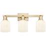 Bridal Veil 24"W 3 Light Champagne Bath Light With Gloss White Shade