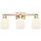Bridal Veil 24"W 3 Light Champagne Bath Light With Gloss White Shade