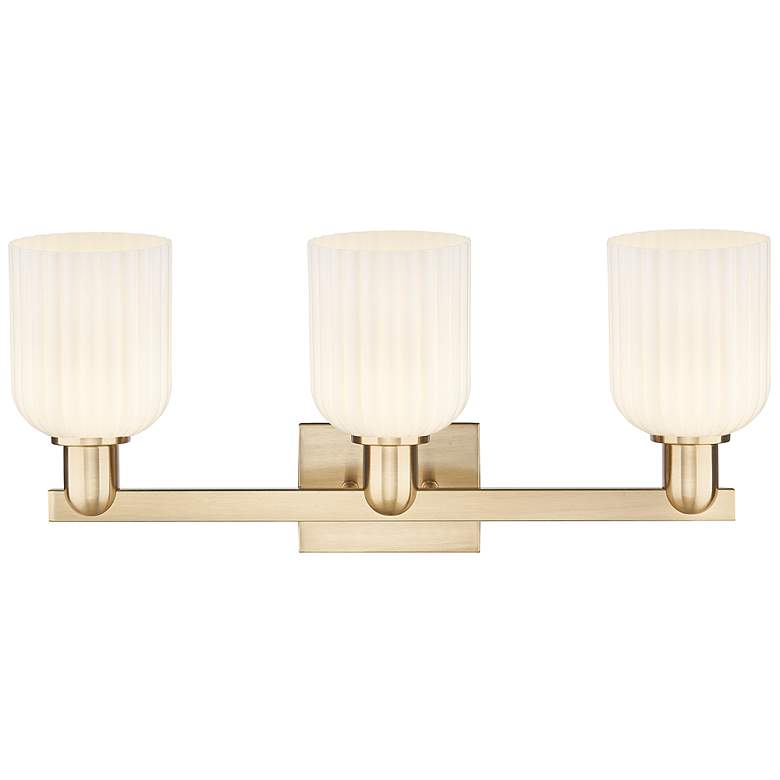 Image 2 Bridal Veil 24"W 3 Light Champagne Bath Light With Gloss White Shade more views