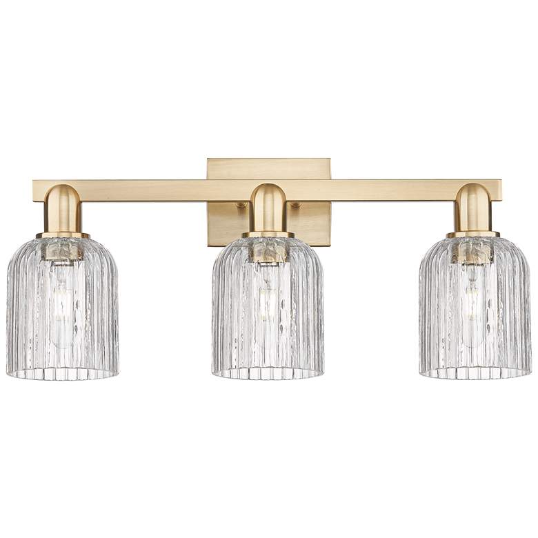 Image 1 Bridal Veil 24"W 3 Light Champagne Bronze Bath Light With Clear Shade