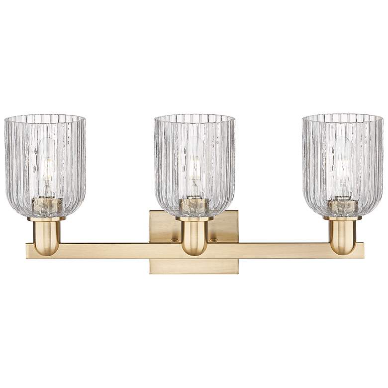 Image 2 Bridal Veil 24"W 3 Light Champagne Bronze Bath Light With Clear Shade more views