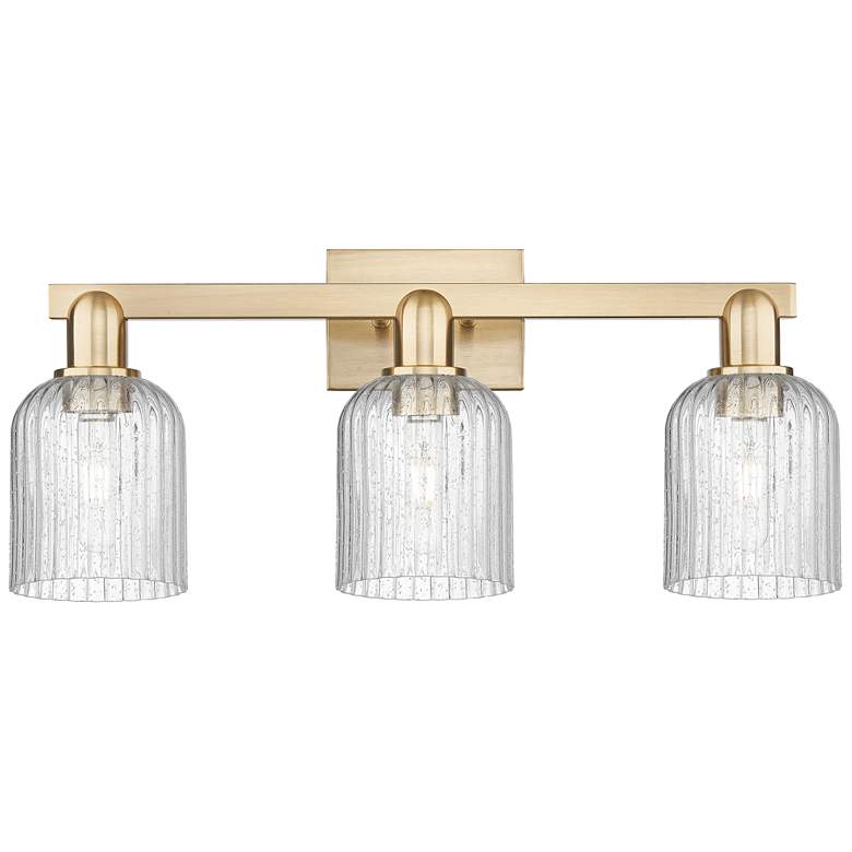 Image 1 Bridal Veil 24"W 3 Light Champagne Bronze Bath Light With Seedy Shade