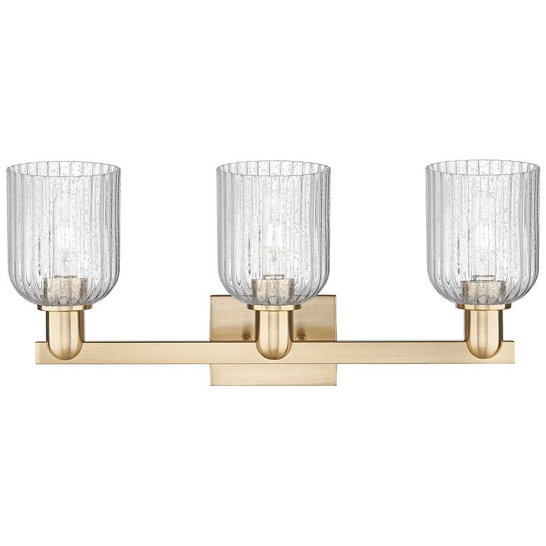 Image 2 Bridal Veil 24"W 3 Light Champagne Bronze Bath Light With Seedy Shade more views
