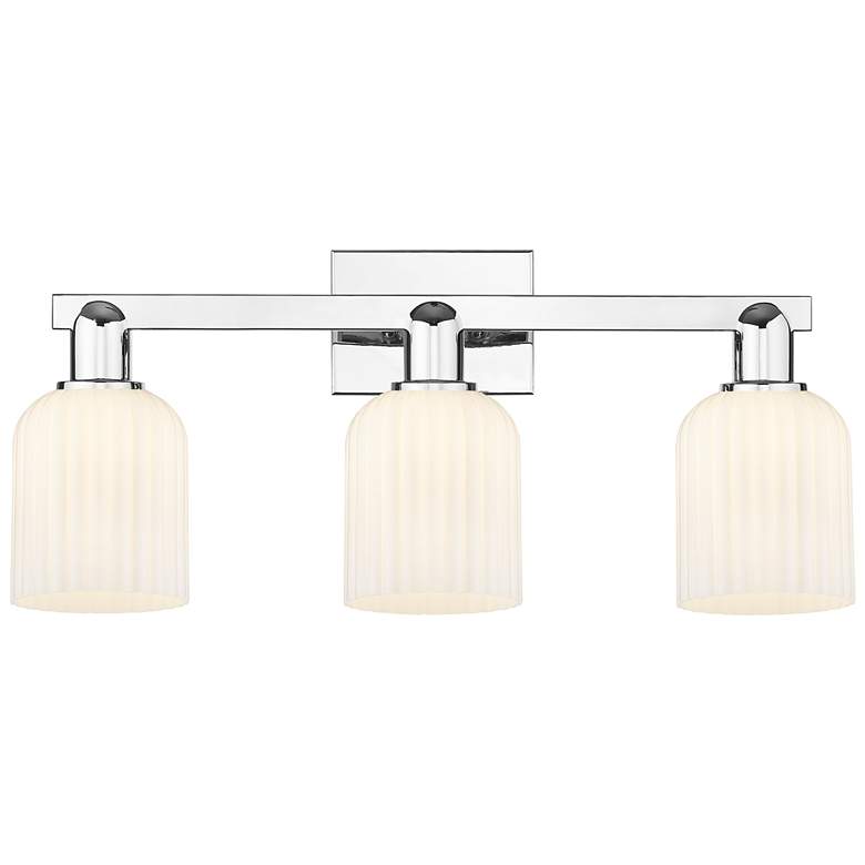 Image 1 Bridal Veil 24"W 3 Light Chrome Bath Light With Gloss White Shade