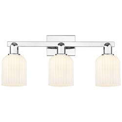 Bridal Veil 24"W 3 Light Chrome Bath Light With Gloss White Shade