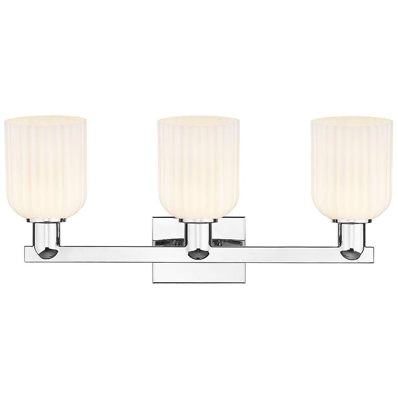 Image 2 Bridal Veil 24"W 3 Light Chrome Bath Light With Gloss White Shade more views