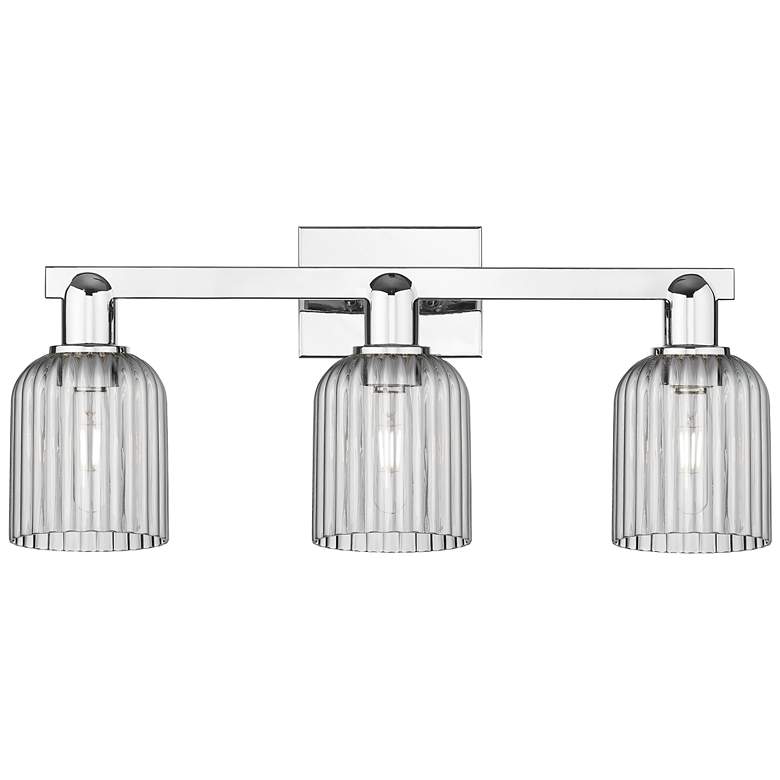 Image 1 Bridal Veil 24"W 3 Light Chrome Bath Light With Light Smoke Shade