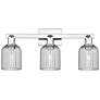 1_Bridal Veil 24"W 3 Light Chrome Bath Light With Light Smoke Shade