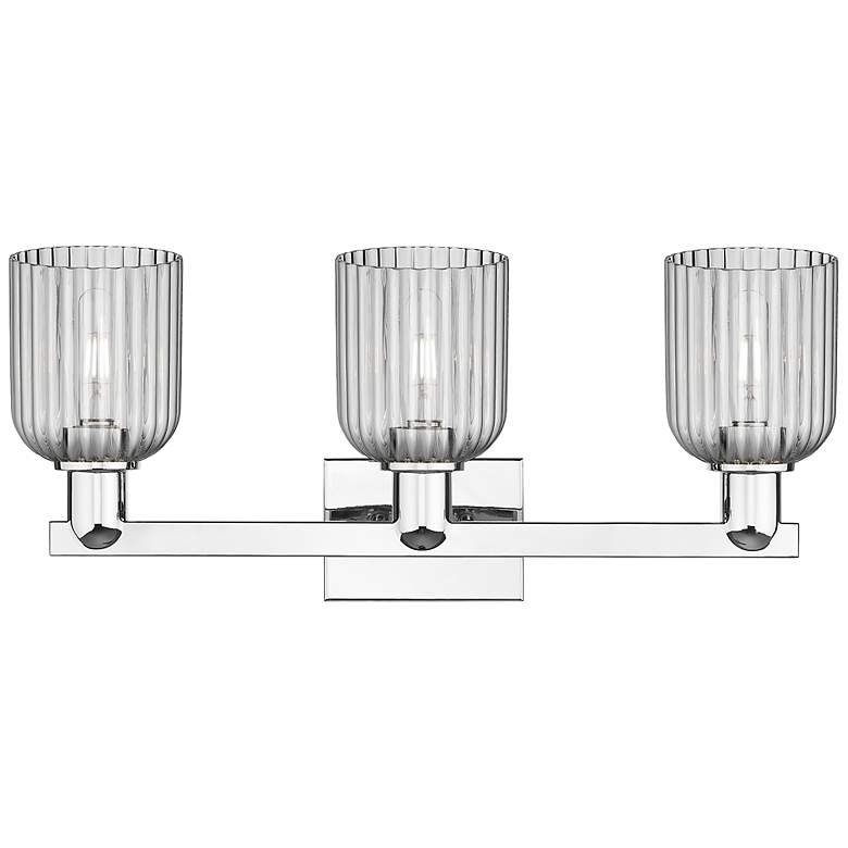 Image 2 Bridal Veil 24"W 3 Light Chrome Bath Light With Light Smoke Shade more views