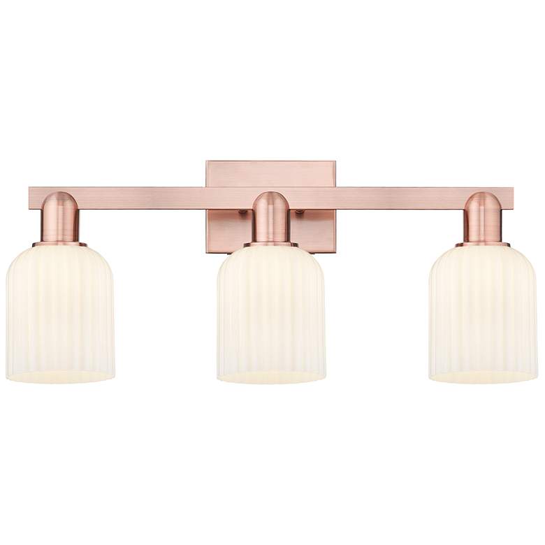 Image 1 Bridal Veil 24"W 3 Light Copper Bath Light With Gloss White Shade
