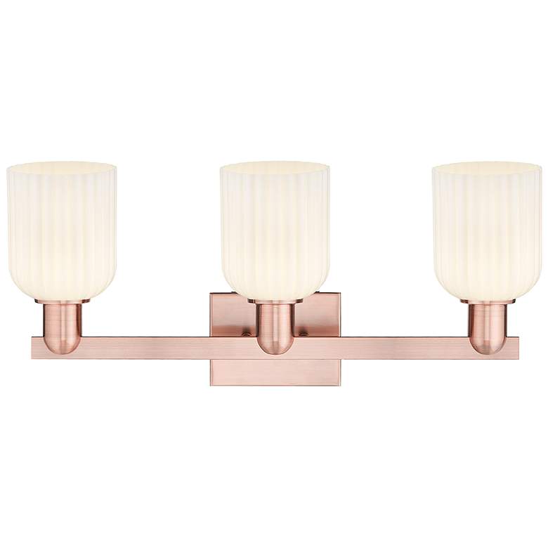 Image 2 Bridal Veil 24"W 3 Light Copper Bath Light With Gloss White Shade more views