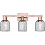 1_Bridal Veil 24"W 3 Light Copper Bath Vanity Light w/ Smoke Shade