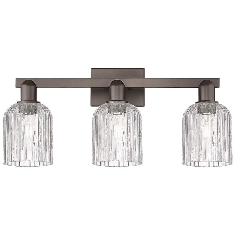 Image 1 Bridal Veil 24"W 3 Light Oil Rubbed Bronze Bath Light w/ Clear Shade