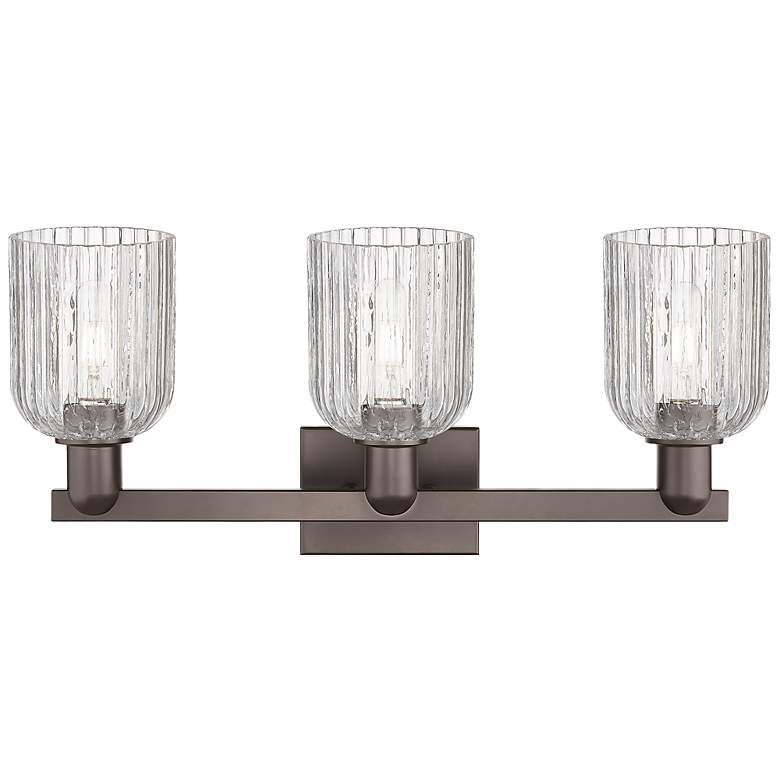 Image 2 Bridal Veil 24"W 3 Light Oil Rubbed Bronze Bath Light w/ Clear Shade more views