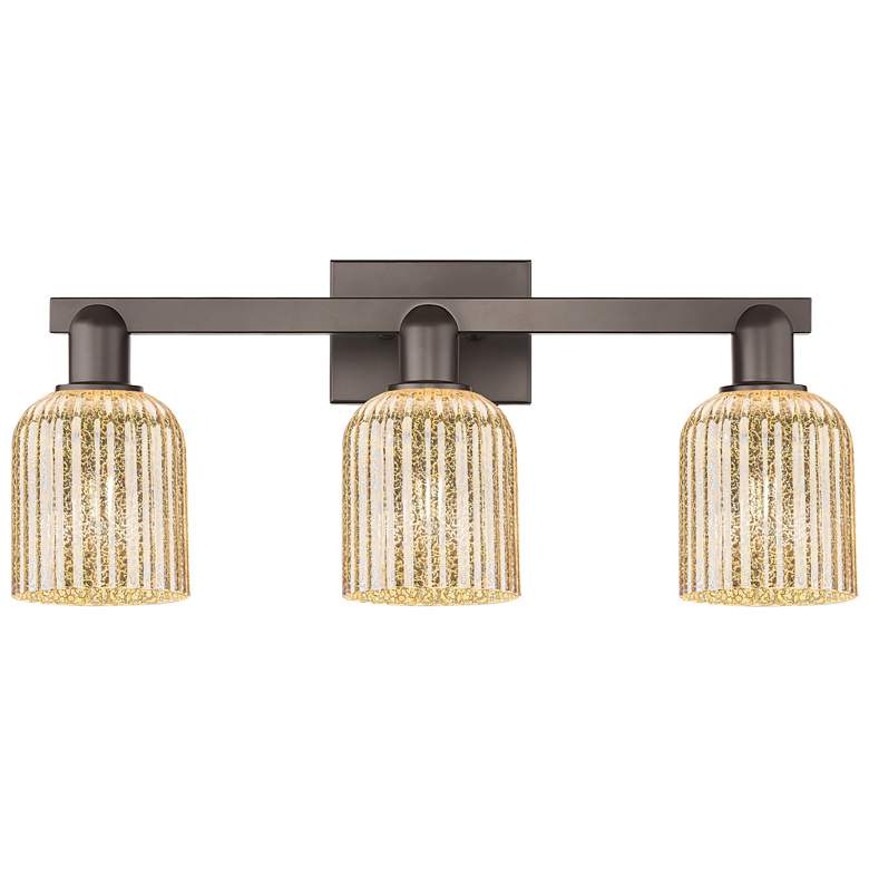 Image 1 Bridal Veil 24"W 3 Light Oil Rubbed Bronze Bath Light w/ Mercury Shade