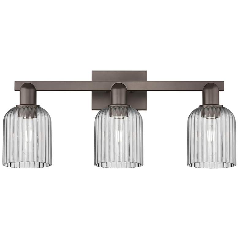 Image 1 Bridal Veil 24"W 3 Light Oil Rubbed Bronze Bath Light w/ Smoke Shade