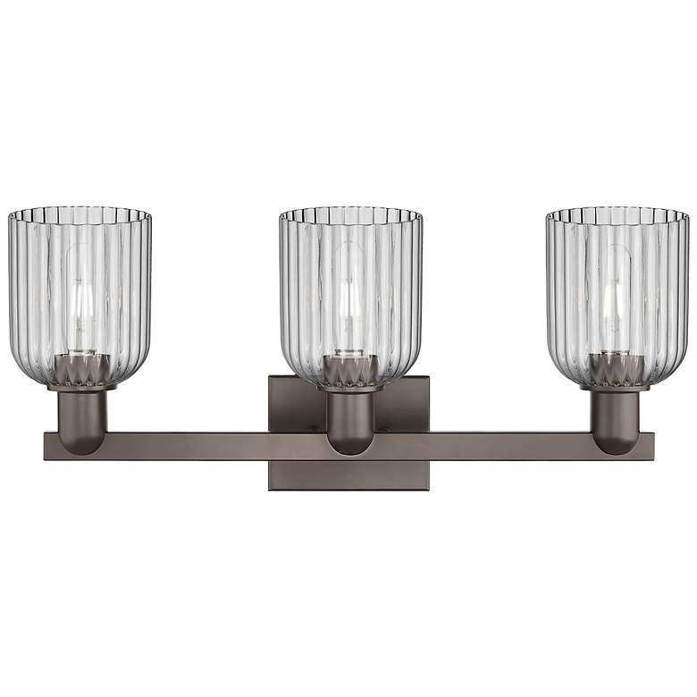 Image 2 Bridal Veil 24"W 3 Light Oil Rubbed Bronze Bath Light w/ Smoke Shade more views
