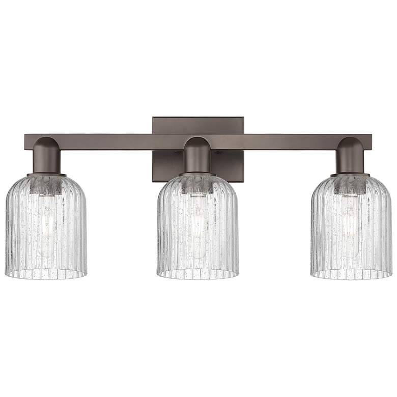 Image 1 Bridal Veil 24"W 3 Light Oil Rubbed Bronze Bath Light With Seedy Shade