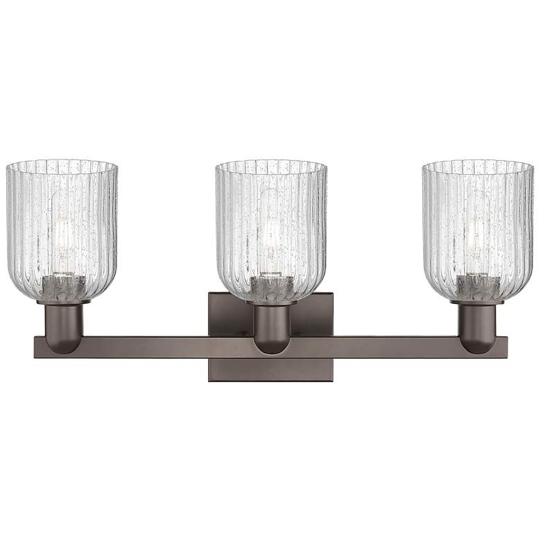 Image 2 Bridal Veil 24"W 3 Light Oil Rubbed Bronze Bath Light With Seedy Shade more views