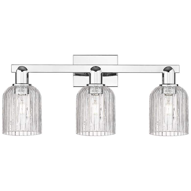 Image 1 Bridal Veil 24"W 3 Light Polished Chrome Bath Light With Clear Shade