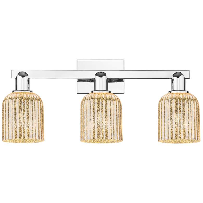 Image 1 Bridal Veil 24"W 3 Light Polished Chrome Bath Light With Mercury Shade