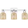 1_Bridal Veil 24"W 3 Light Polished Chrome Bath Light With Mercury Shade