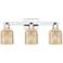 Bridal Veil 24"W 3 Light Polished Chrome Bath Light With Mercury Shade